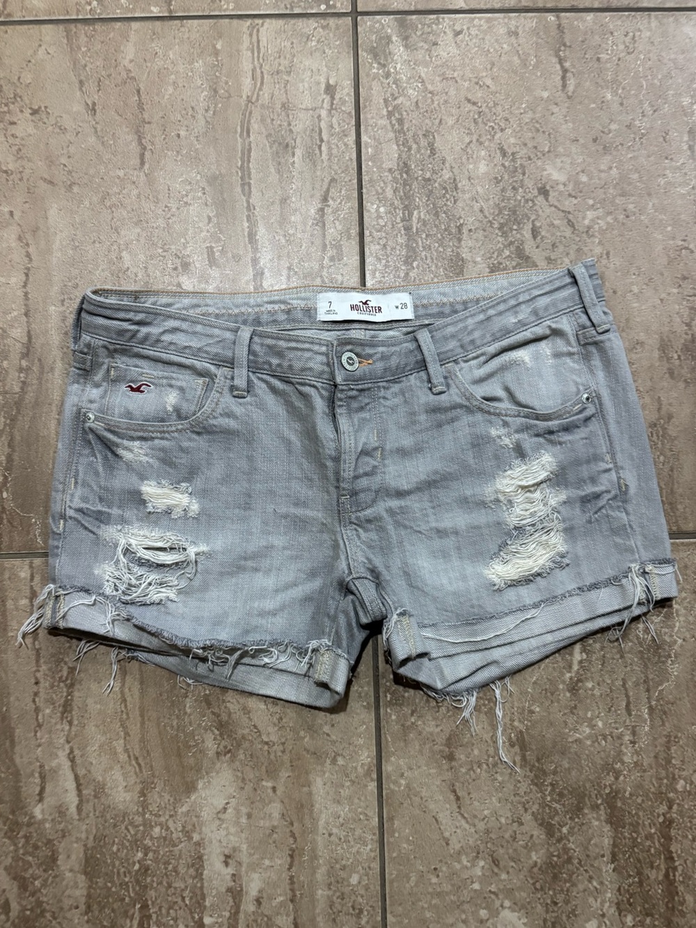 Vintage y2k distressed Hollister Co. gray denim low rise shorts